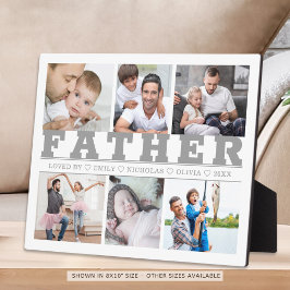 FATHER 6 Foto Collage Gray Custom Text 8x10 Plaqu Fotoplatte