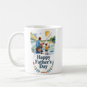 Father and Child Fishing - Glücklicher Vatertag Kaffeetasse
