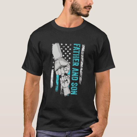 Father And Son American Flag Matching Fathers Day T-Shirt (Vorderseite)