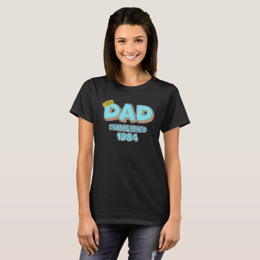 Father Best Dad Ever Established 1984 Great Dad T-Shirt (Vorne ganz)