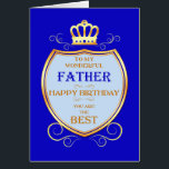 Father Birthday with Shield<br><div class="desc">Wish your father a happy birthday with a royal shield. Golden crown sits over an Shield with golden scrollwork. Tell your father is the best in a regal medieval way!</div>