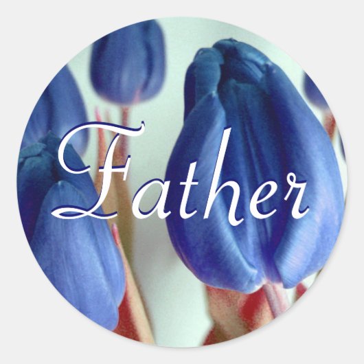 Father Blue Tulips Sticker (Vorderseite)