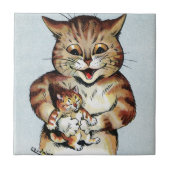 Father Cat Holding a Kitten, Louis Wain Fliese (Vorderseite)