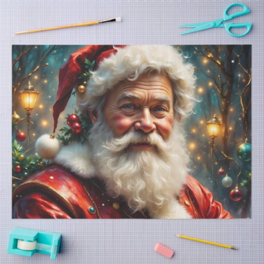 Father Christmas at the Lamplight Lane Decoupage  Seidenpapier (Basteln)