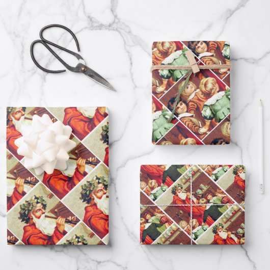 Father Christmas Blowing The Horn Geschenkpapier Set (Vorderseite)