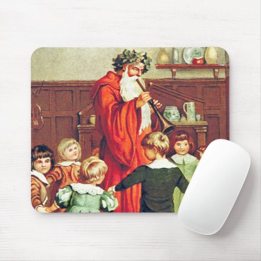 Father Christmas Blowing The Horn Mousepad (Mit Mouse)