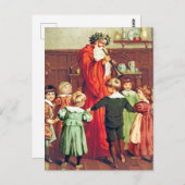 Father Christmas Blowing The Horn Postkarte (Vorne/Hinten)