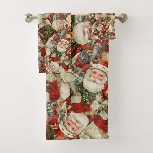 Father Christmas Collage  Badhandtuch Set (Insitu)