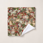 Father Christmas Collage Badhandtuch Set (Waschlappen)