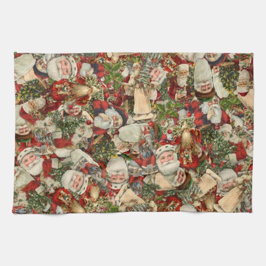 Father Christmas Collage Geschirrtuch (Horizontal)