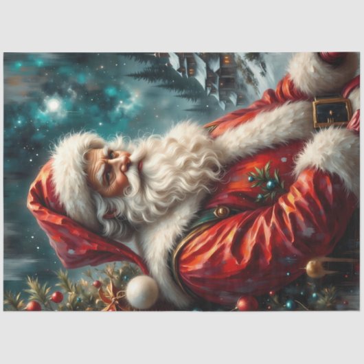 Father Christmas in Winter Sky | Classic Santa  Seidenpapier (Vorderseite)