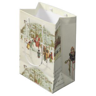 Father Christmas Vintag Book Side Old Letters Mittlere Geschenktüte