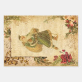 Father Christmas Vintag Floral Ephemera Geschenkpapier Set (Vorderseite 3)