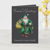 Father Christmas Wearing Green Robes Cut Out Karte (Gelbe Blume)
