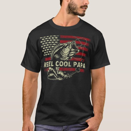 Father Day Dad Fishing 4th of July Reel Cool Pap T-Shirt (Vorderseite)