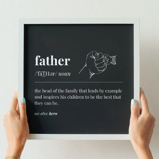 Father Definition First Fist Bump (Schwarz) Poster