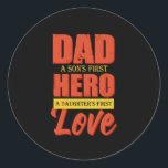 Father Gift | Dad Hero Love Runder Aufkleber<br><div class="desc">Father Gift | Dad Hero Love</div>