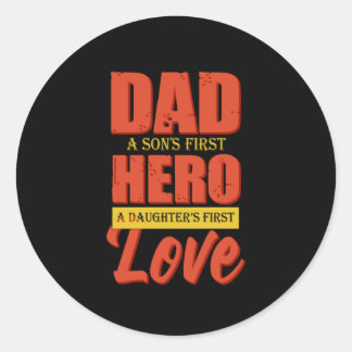 Father Gift | Dad Hero Love Runder Aufkleber