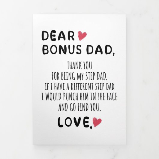 Father Gift Dear Bonus Dad Dreifach Gefaltete Urlaubskarte (Cover)
