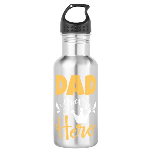 Father Gift Vater Sie sind Held Edelstahlflasche (Vorderseite)