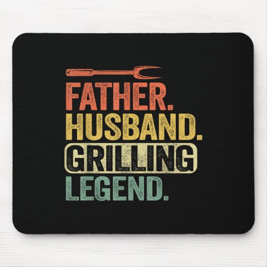 Father Husband Grilling Legend Barbecue Funny Pig Mousepad (Vorne)
