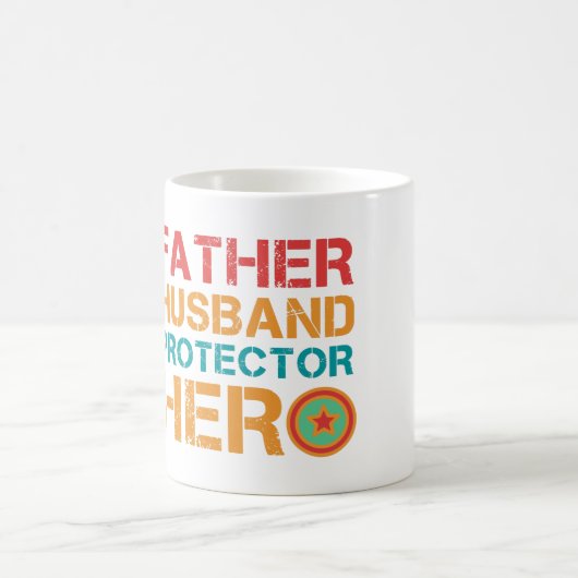 Father Husband Protector Hero Kaffeetasse (Mittel)
