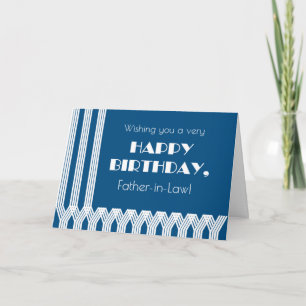 Father in Law's Birthday Art Deco Patterns on Blue Feiertagskarte