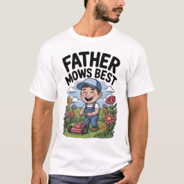 Father Mows Best - Funny Cartoon Rasen Vater T-Shirt