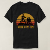 Father Mows Best Funny Lawn Mowing - Retro Sunset T-Shirt (Design vorne)