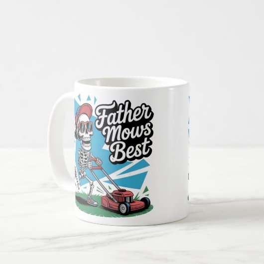 Father Mows Best Skeleton Vater Tasse (Vorderseite Links)