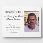 Father of Bride Reserved Photo Memorial Wedding Fotoplatte (Vorderseite)