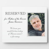 Father of Groom Reserved Foto Memorial Wedding Fotoplatte (Vorderseite)