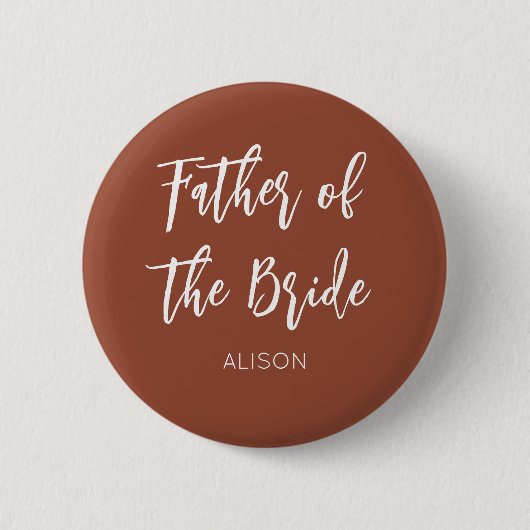Father of the Bride Brown White Wedding Button (Vorderseite)