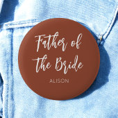 Father of the Bride Brown White Wedding Button