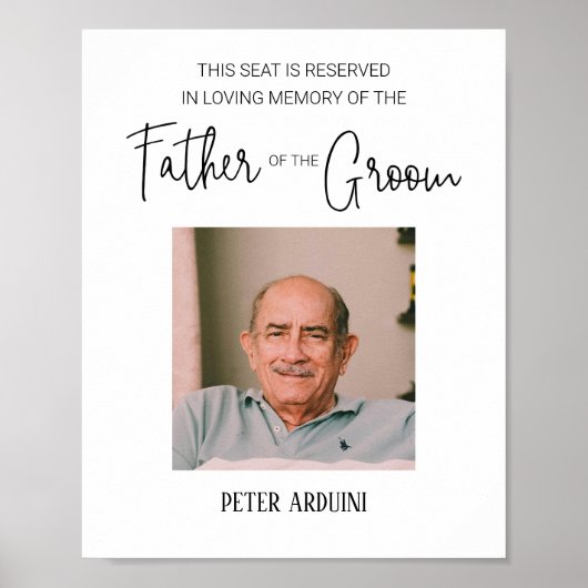 Father of the Groom Reserved Seat Wedding Memorial Poster (Vorne)