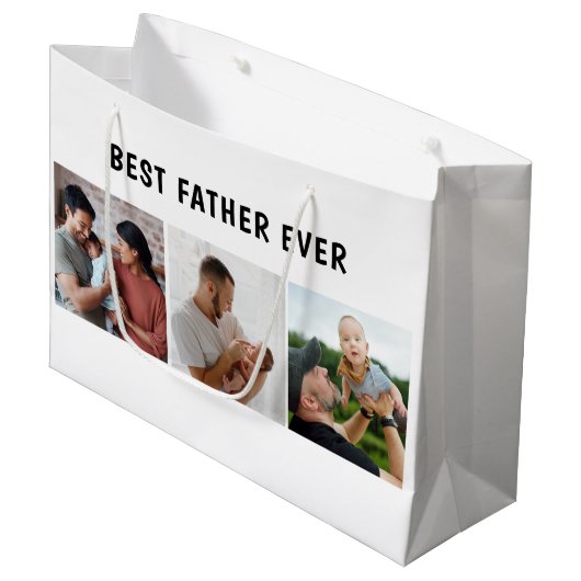 Father Photo Collage Custom Giant Große Geschenktüte (Vorderseite Schrägansicht)