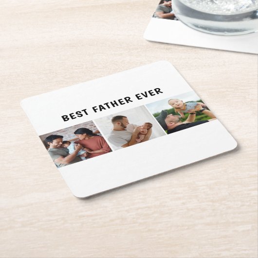 Father Photo Collage Custom Giant Rechteckiger Pappuntersetzer (angewinkelt)
