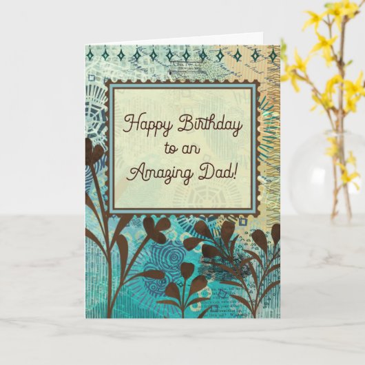 Father’s Birthday Strong Teal and Brown Abstract Karte (Gelbe Blume)