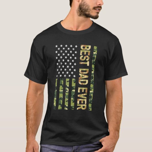 Father s Day Best Dad Ever With US American Flag C T-Shirt (Vorderseite)