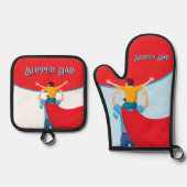 Father’s Day Gift for Supper Dad Ofenhandschuh & Topflappen-Set (Vorderseite)