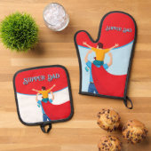 Father’s Day Gift for Supper Dad Ofenhandschuh & Topflappen-Set (Oben Unten)