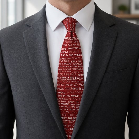 Father’s Day Gift Script Typography Pattern Red Krawatte