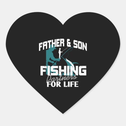 Father Son Fishing Herz-Aufkleber (Vorderseite)