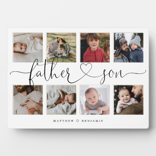 Father Son Heart Script | Foto Grid Collage Fotoplatte (Vorderseite)