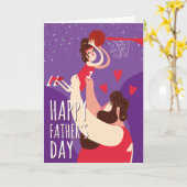 Father Son playing basketball cute illustration Karte (Gelbe Blume)