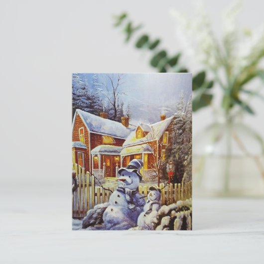 Father & Son Snowman Postkarte (Stehend Vorderseite)