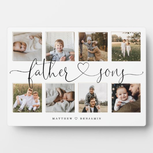 Father Sons Heart Script | Foto Grid Collage Fotoplatte (Vorderseite)