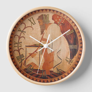 Father Time Wall Clock mit natürlichen Holzrahmen Uhr