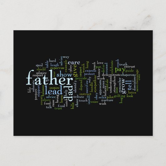 Father Word Cloud Postcard Postkarte (Vorderseite)