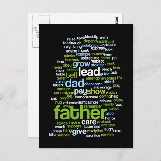 Father Word Cloud Postkarte (Vorne/Hinten)